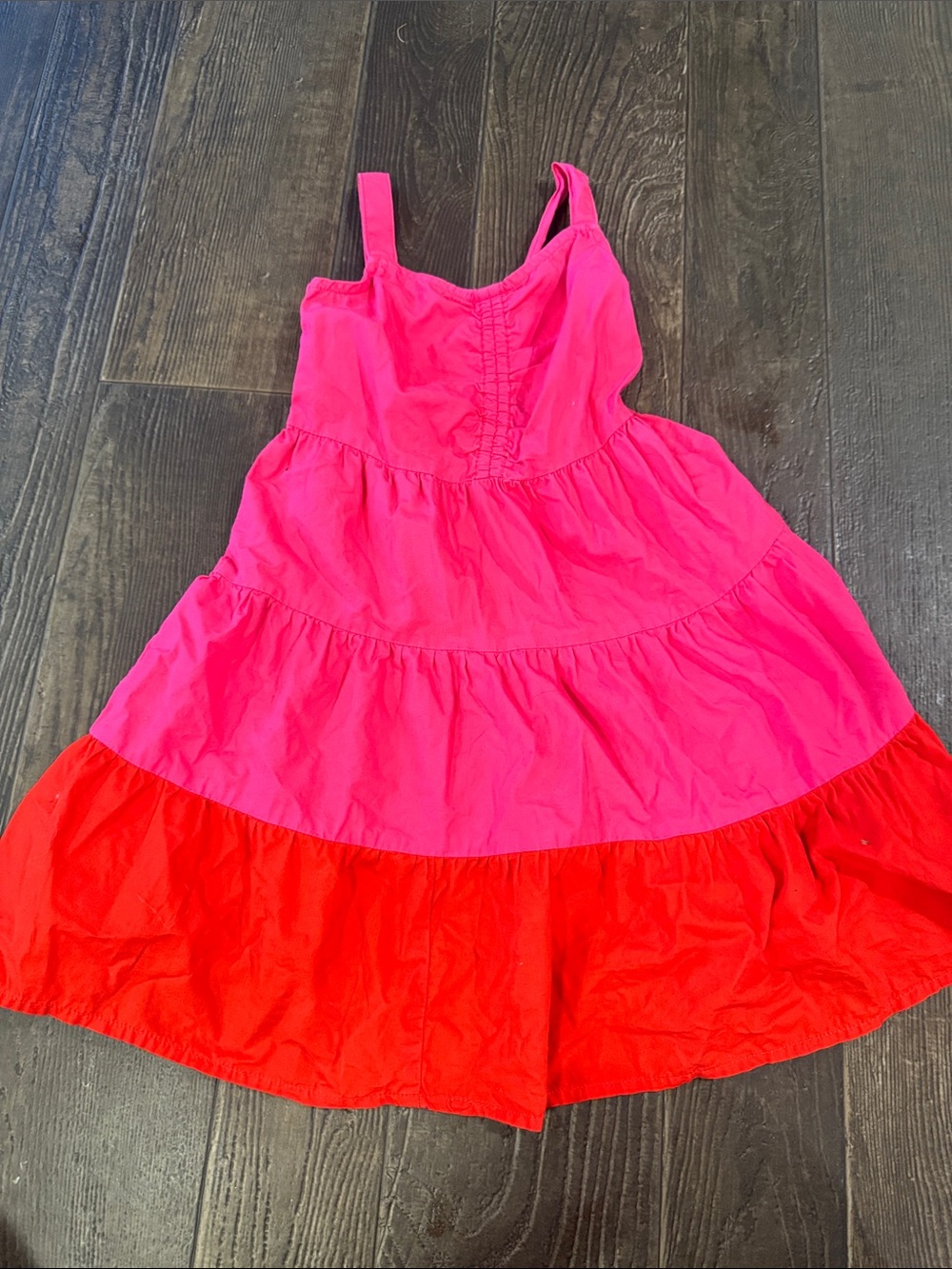Girls' Pink & Red Tiered Sundress with Ruffle Bodice